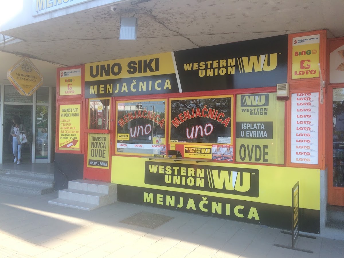 Izlog — ''UNO SIKI'' радња за мењачке послове, Лесковац