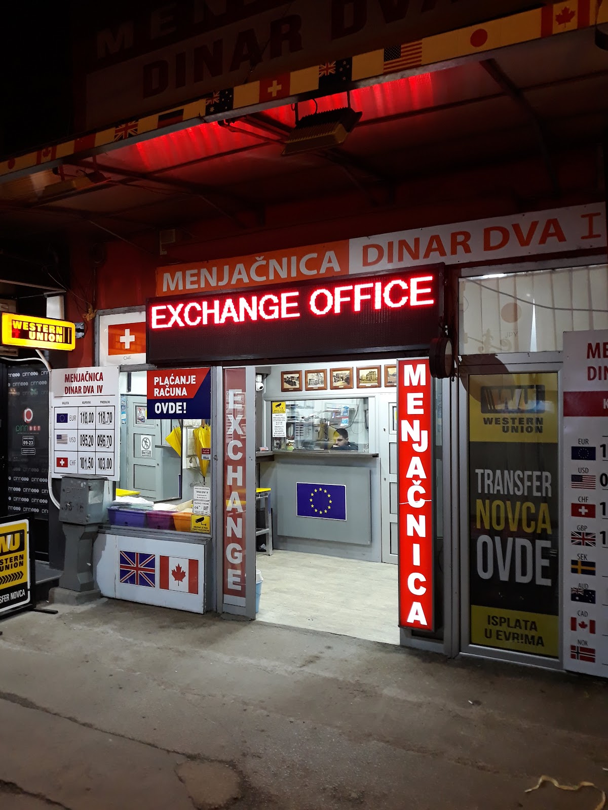 Izlog — МИРАЛДА ГОРАНИН ПР, РАДЊА ЗА МЕЊАЧКЕ ПОСЛОВЕ "DINAR DVA" НИШ, Ниш